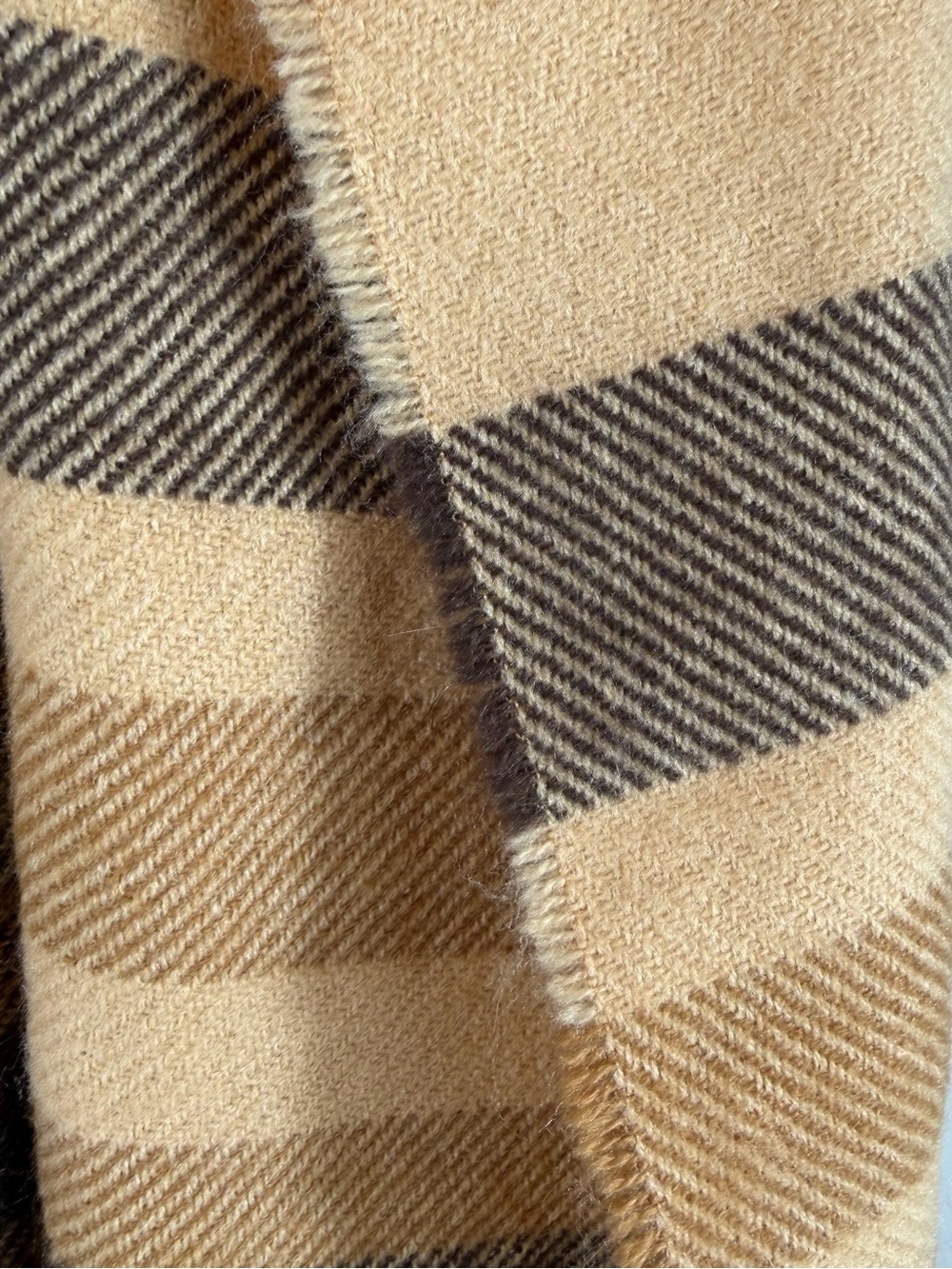NWT Steve Madden Tan and Brown Striped Fringed Scarf - Picture 4 of 5
